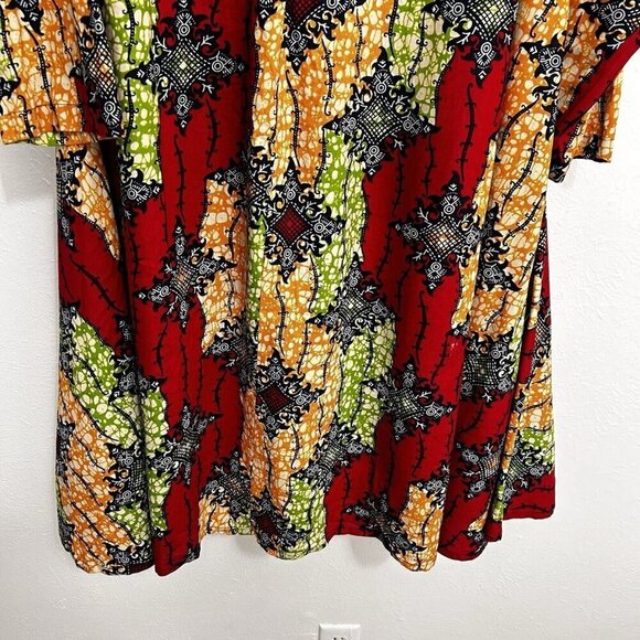 Vintage 90s Multicolor Fit And Flare Short Dress OSFA Hi Lo Hem Artsy Colorful - Picture 10 of 12